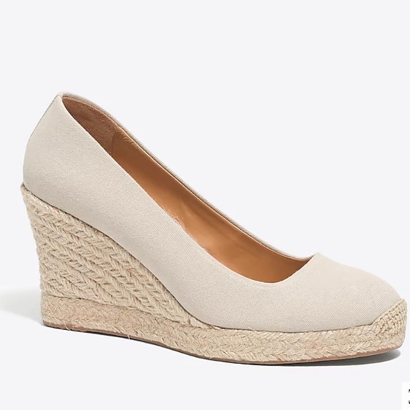 J. Crew Shoes - J crew beige canvas espadrille wedges - Size 7